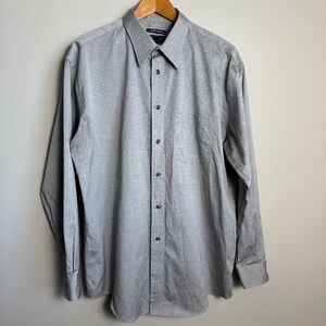 Joseph & Feiss Mens Non-Iron Silver-Gray Classic Fit Long Sleeve Button Shirt 17